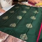 Redolent Dark Green Pure Zari Weaving Banarasi Silk Saree With Divine Blouse Piece