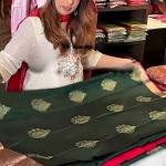 Redolent Dark Green Pure Zari Weaving Banarasi Silk Saree With Divine Blouse Piece
