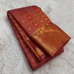 Whimsical Red Pure Zari Weaving Banarasi Silk Saree With Enthralling Blouse Piece