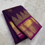 Marvellous Purple Pure Zari Weaving Banarasi Silk Saree With Smart Blouse Piece