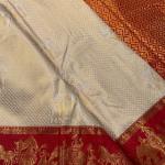 Resplendent Beige Pure Zari Weaving Banarasi Silk Saree With Splendiferous Blouse Piece