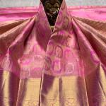 Skinny Pink Pure Zari Weaving Banarasi Silk Saree With Seraglio Blouse Piece