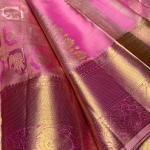 Skinny Pink Pure Zari Weaving Banarasi Silk Saree With Seraglio Blouse Piece
