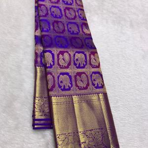 Scintilla Royal Purple Pure Zari Weaving Banarasi Silk Saree With Adorable Blouse Piece