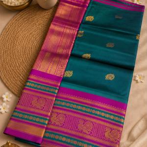 Imaginative Rama Pure Banarasi Silk Saree With Palimpsest Blouse Piece