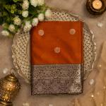 Splendiferous Orange Pure Banarasi Silk Saree With Jubilant Blouse Piece