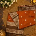 Splendiferous Orange Pure Banarasi Silk Saree With Jubilant Blouse Piece
