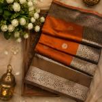 Splendiferous Orange Pure Banarasi Silk Saree With Jubilant Blouse Piece