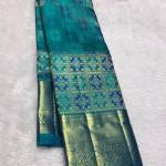 Gossamer Firozi Pure Banarasi Silk Saree With Girlish Blouse Piece
