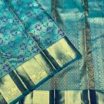 Gossamer Firozi Pure Banarasi Silk Saree With Girlish Blouse Piece