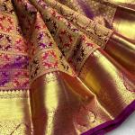 Stunning Purple Pure Banarasi Silk Saree With Evocative Blouse Piece