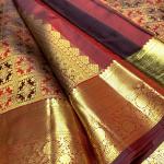 Rhapsody Wine Pure Banarasi Silk Saree With Delectable Blouse Piece