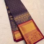 Pretty Navy Blue Pure Banarasi Silk Saree With Zephyr Blouse Piece