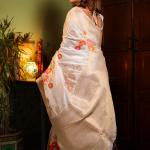 Majesty Beige Soft Banarasi Silk Saree With Demanding Blouse Piece