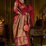 Tantalizing Maroon Pure Banarasi Silk Saree With Grandiose Blouse Piece