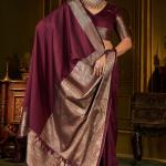 Scrupulous Wine Pure Banarasi Silk Saree With Opulent Blouse Piece