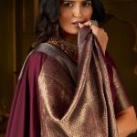 Scrupulous Wine Pure Banarasi Silk Saree With Opulent Blouse Piece