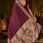 Scrupulous Wine Pure Banarasi Silk Saree With Opulent Blouse Piece