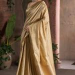 Prominent Beige Pure Zari Weaving Banarasi Silk Saree With Magnetic Blouse Piece