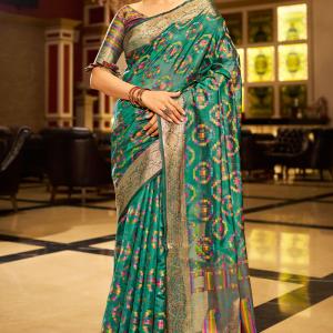 Smart Rama Organza Silk Saree With Snappy Blouse Piece