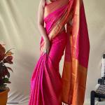Fancifull Dark Pink Patola Silk Saree with Pretty Blouse Piece