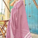 Rhapsody Lavender Lucknowi Silk Saree With Petrichor Blouse Piece