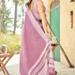 Rhapsody Lavender Lucknowi Silk Saree With Petrichor Blouse Piece