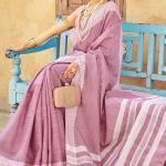 Rhapsody Lavender Lucknowi Silk Saree With Petrichor Blouse Piece