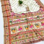 Majesty Beige Nylon Dola Pashmina Saree With Innovative Blouse Piece