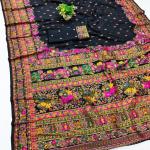 Palimpsest Black Nylon Dola Pashmina Saree With Classy Blouse Piece