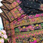 Palimpsest Black Nylon Dola Pashmina Saree With Classy Blouse Piece