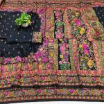 Palimpsest Black Nylon Dola Pashmina Saree With Classy Blouse Piece