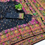 Palimpsest Black Nylon Dola Pashmina Saree With Classy Blouse Piece