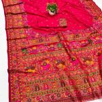 Winsome Dark Pink Nylon Dola Pashmina Saree With Evanescent Blouse Piece