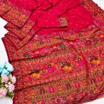 Winsome Dark Pink Nylon Dola Pashmina Saree With Evanescent Blouse Piece