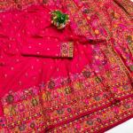 Winsome Dark Pink Nylon Dola Pashmina Saree With Evanescent Blouse Piece