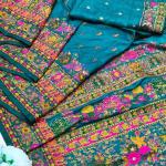 Pretty Rama Nylon Dola Pashmina Saree With Piquant Blouse Piece