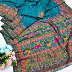 Pretty Rama Nylon Dola Pashmina Saree With Piquant Blouse Piece