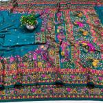 Pretty Rama Nylon Dola Pashmina Saree With Piquant Blouse Piece