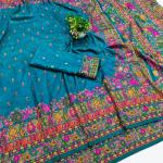 Pretty Rama Nylon Dola Pashmina Saree With Piquant Blouse Piece