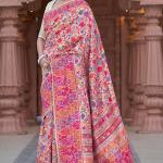 Divine Beige Pashmina Saree With Dulcet Blouse Piece