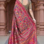 Proficient Grey Pashmina Saree With Elaborate Blouse Piece