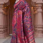 Resplendent Navy Blue Pashmina Saree With Exquisite Blouse Piece
