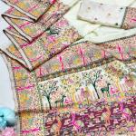 Nebula Beige Nylon Dola Pashmina Saree With Tremendous Blouse Piece