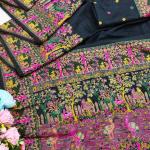 Divine Black Nylon Dola Pashmina Saree With Glowing Blouse Piece