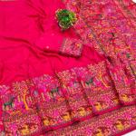 Resonant Dark Pink Nylon Dola Pashmina Saree With Profuse Blouse Piece