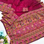 Prettiest Wine Nylon Dola Pashmina Saree With Glamorous Blouse Piece