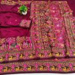 Prettiest Wine Nylon Dola Pashmina Saree With Glamorous Blouse Piece