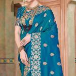 Splendorous Firozi Soft Banarasi Silk Saree With Most Flattering Blouse Piece