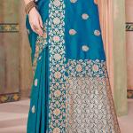 Splendorous Firozi Soft Banarasi Silk Saree With Most Flattering Blouse Piece